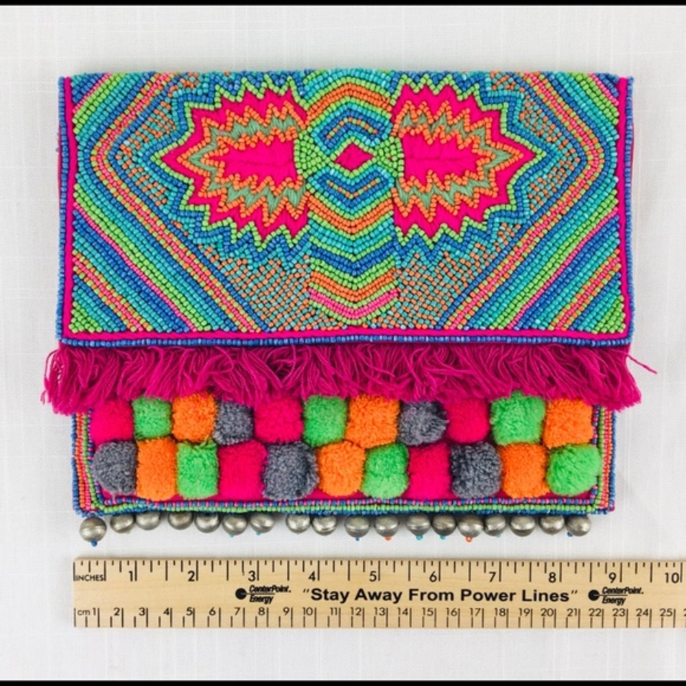Christophe Sauvat Belt Bag Purse Rainbow Beaded - Picture 2 of 8